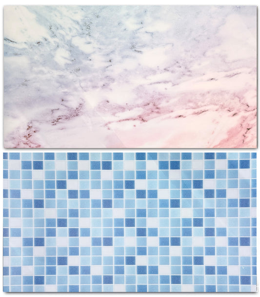 3D Double sided Blue Marble block and light blue with pink marble Bacdrop #8850